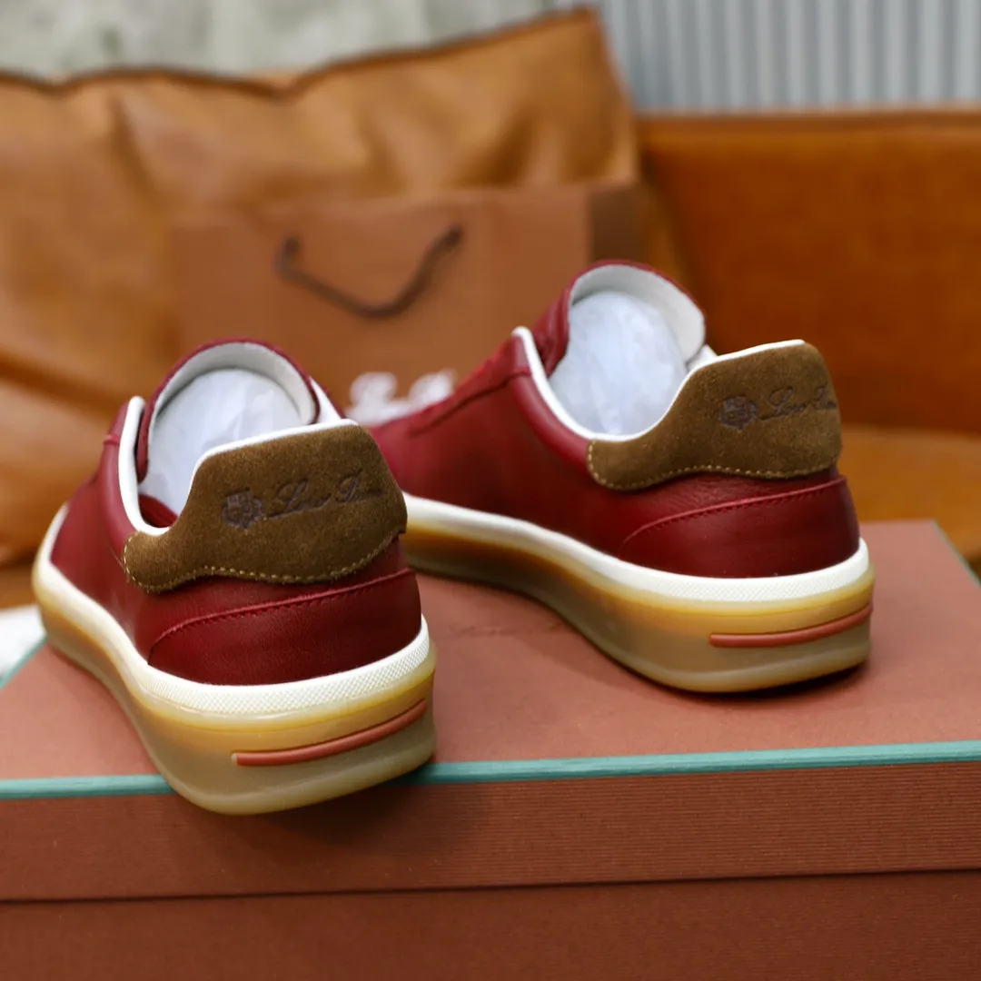Men's Men's Shoes💰540💰••New Products•• LoroPian*_Noyo-Pianya New men's casual moral training sneakers, LP lace-up casual shoes!  Made of original imported soft cowhide and suede fabric, it highlights the sporty style. The heel is decorated with logo embossing and the original molding. The raw rubber translucent sole combined with the color welt adds a sense of modernity to the shoe. The shoe is overall refreshing and easy to match with style. It has a full cowhide lining for the feet. The original box packaging at the counter comes with wooden balls and a dust bag! Size: 38-44 (.45 customized)